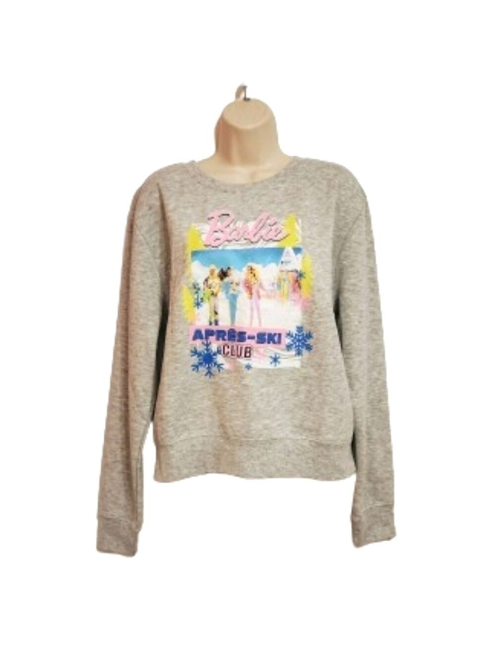 Barbie Heathered Gray Fleece Pullover Sweatshirt Large